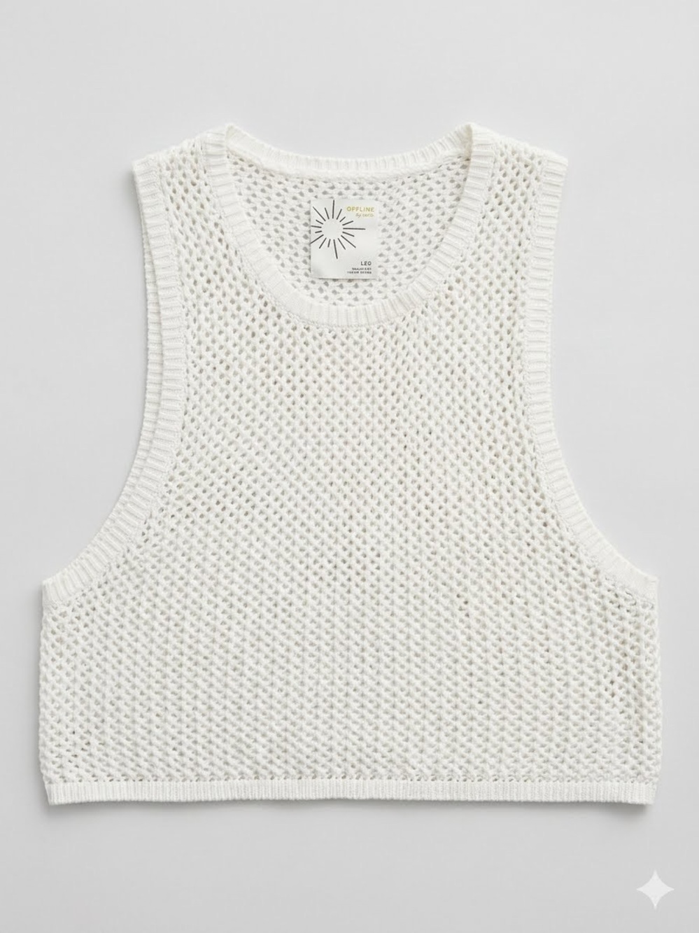 OFFLINE by Aerie Crochet 100% Cotton Open Knit Cover Up Tank Top Size L White